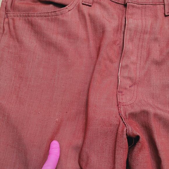 Vintage 70s Levi's Sta-Prest Flare Jeans 38x29 Talon Zip Disco Red Big-E - Picture 6 of 14